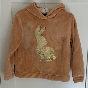 H&M Peach Hoodie with Metallic Gold Rabbit